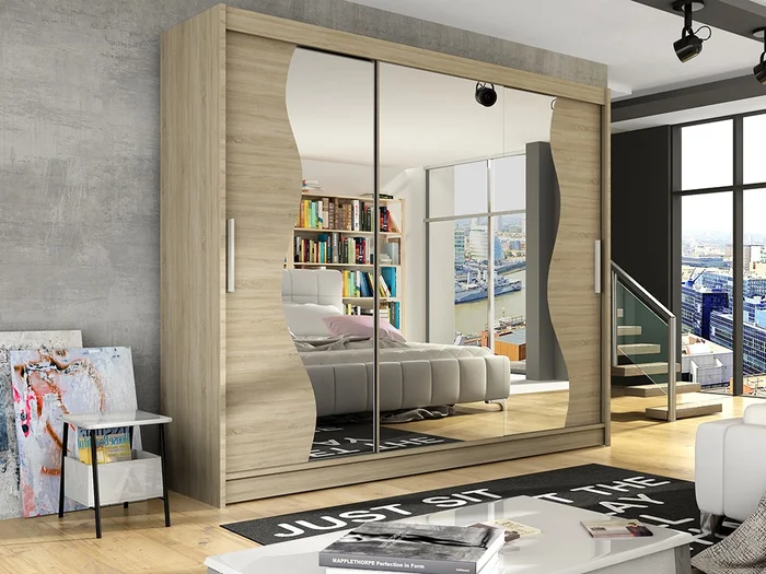 Šatní skříň ANDE S dub sonoma se zrcadlem