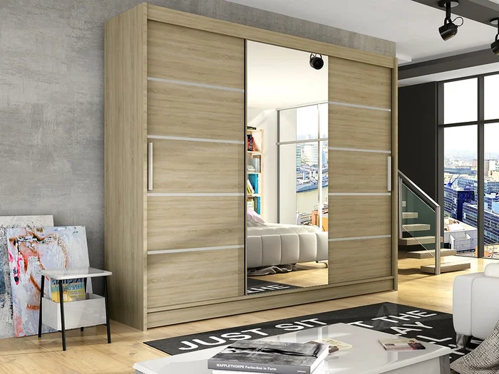 Šatní skříň ANDE VI s posuvnými dveřmi a zrcadlem