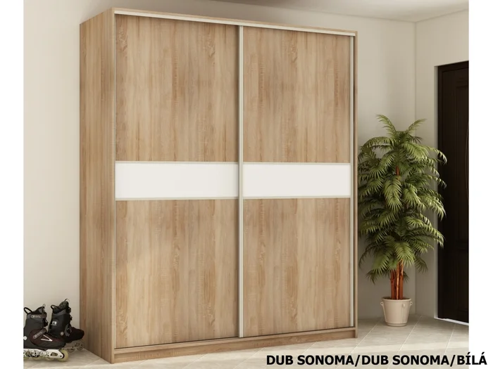 Šatní skříň EUDUNDA 2B, dub sonoma/bílá (180x216x65 cm)