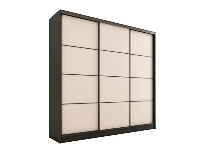 Šatní skříň HARAZIA 180 cm bez zrcadla, černá/béžová