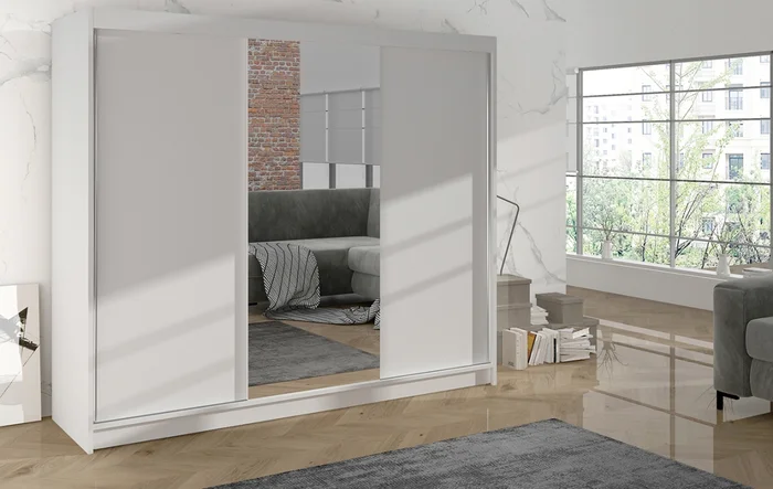Šatní skříň HARDY I se zrcadlem – bílá