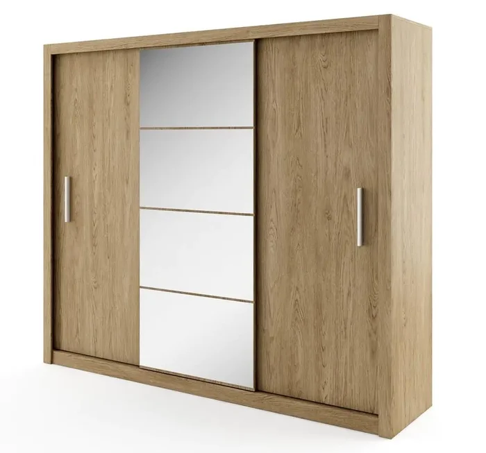 Šatní skříň IDEA 01 dub shetland s zrcadlem 250 cm