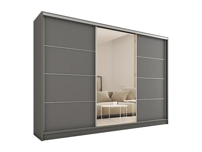 Šatní skříň LITOLARIS 280 s zrcadlem, grafit