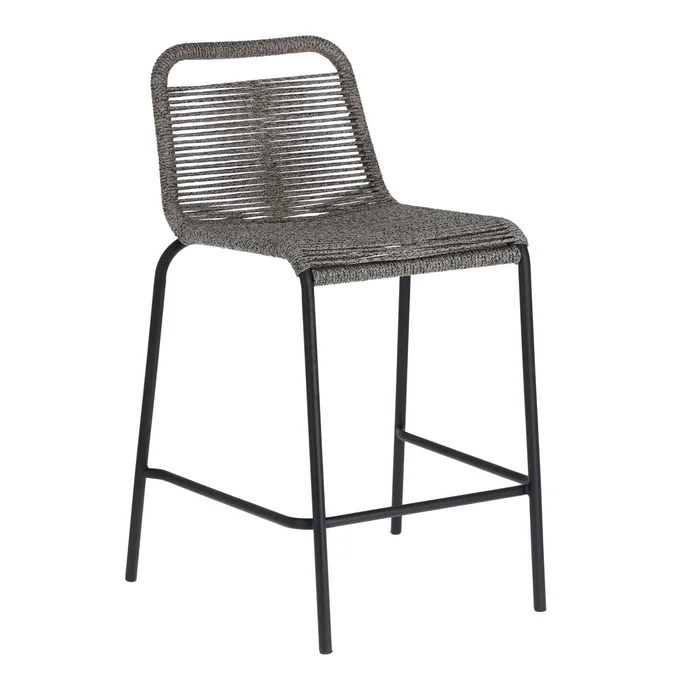 Šedá barová židle s ocelovou konstrukcí Kave Home Glenville, 62 cm