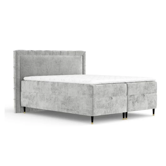 Šedá boxspring postel s úložným prostorem 160x200 cm Voyage