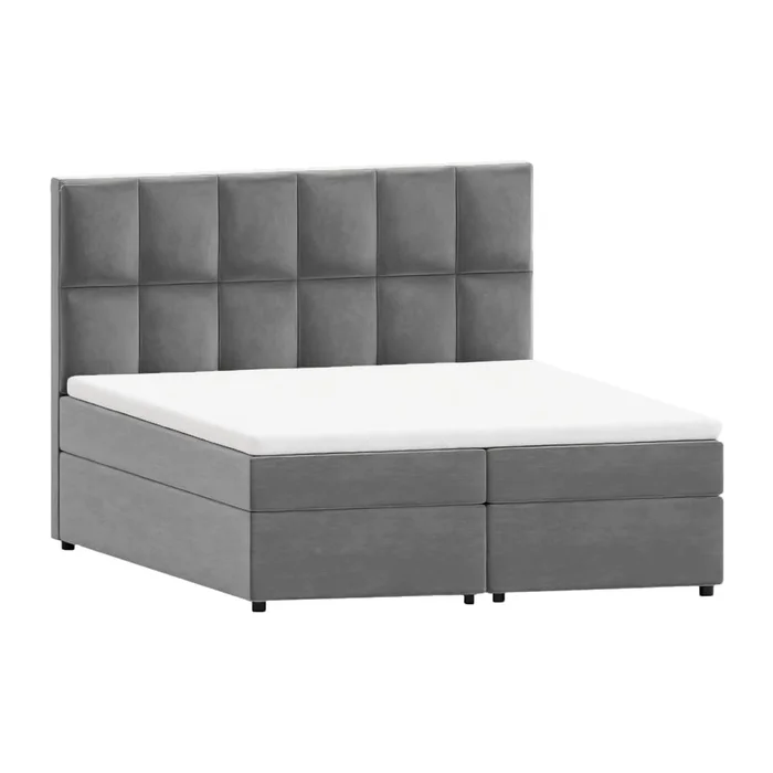Šedá boxspring postel s úložným prostorem 200x200 cm Flip