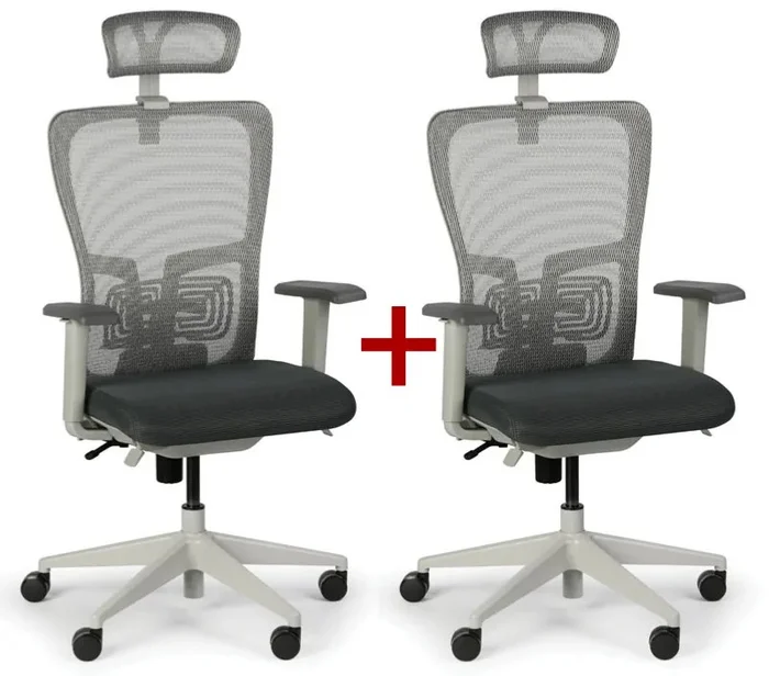 Šedá ergonomická kancelářská židle GAM + druhá zdarma