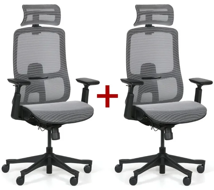 Šedá kancelářská židle MIA 1+1 zdarma