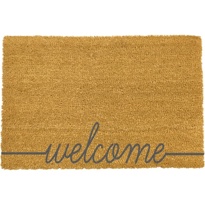 Šedá kokosová rohožka Artsy Doormats Welcome Scribbled 40x60 cm