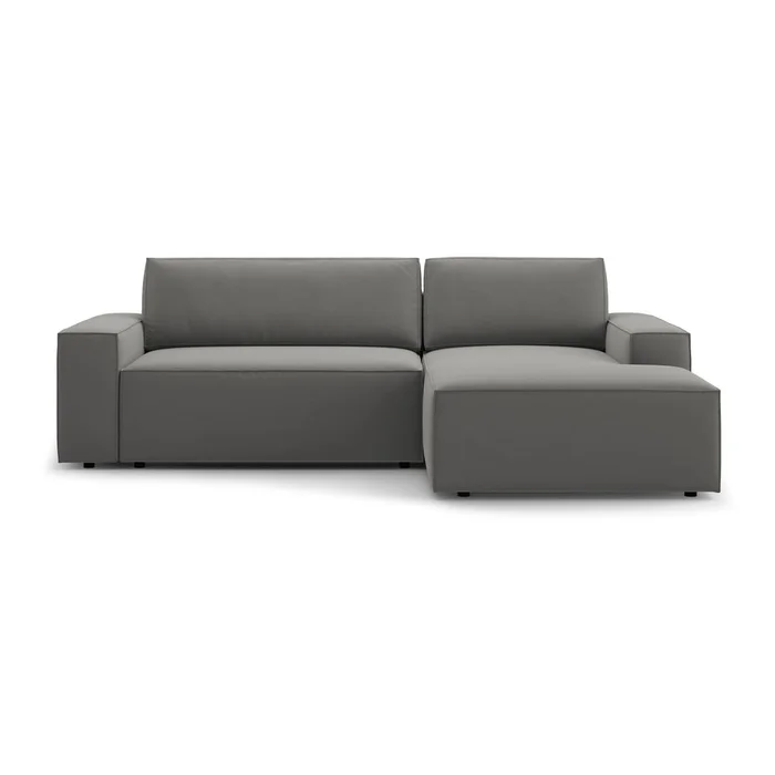 Šedá sametová rohová rozkládací pohovka s úložným prostorem Jodie