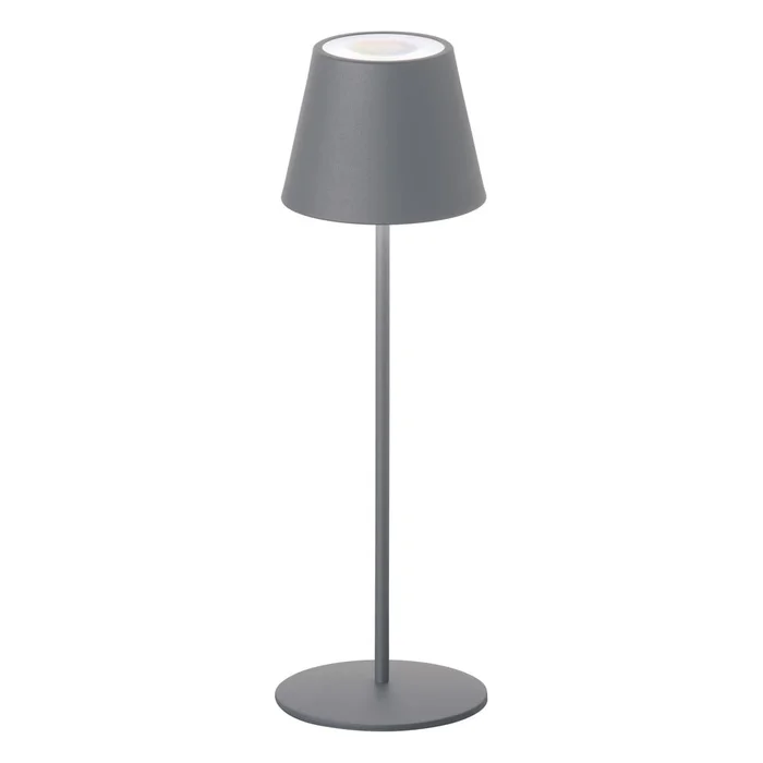 Šedá stmívatelná LED stolní lampa s pohybovým senzorem a kovovým stínidlem
