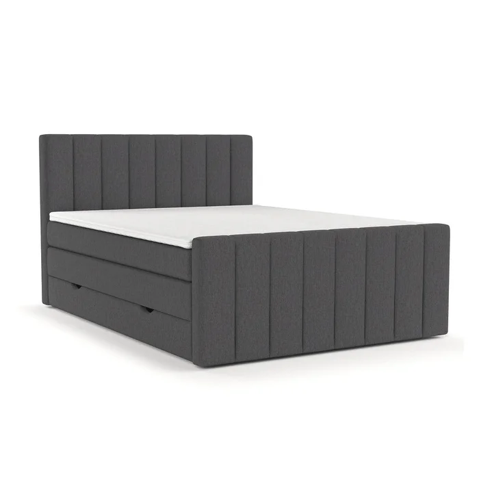 Šedá úložná boxspring postel 180x200 cm Ruby