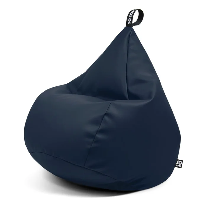 Sedací vak Drop XL z imitace kůže v tmavě modré