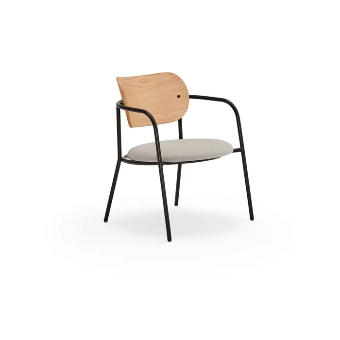 Šedé křeslo Eclipse s dekorem dubu