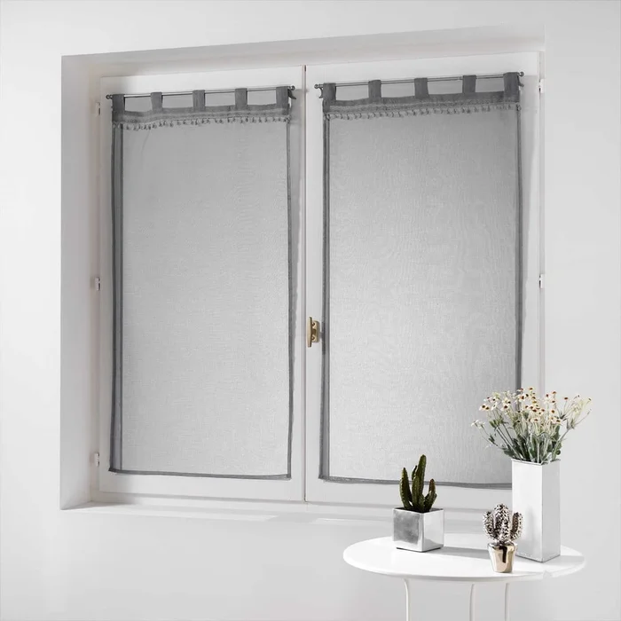 Šedé voálové záclony 2 kusy 60x120 cm