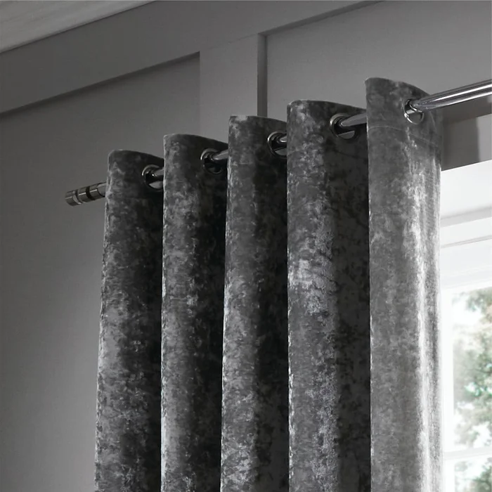 Šedé závěsy Crushed Velvet 2ks 168x183 cm