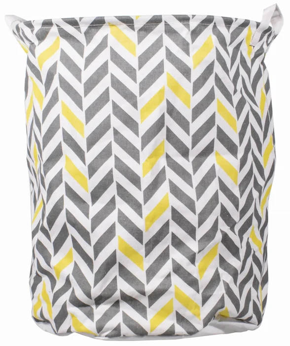 Šedo-žlutý skládací koš na hračky a prádlo KATAN