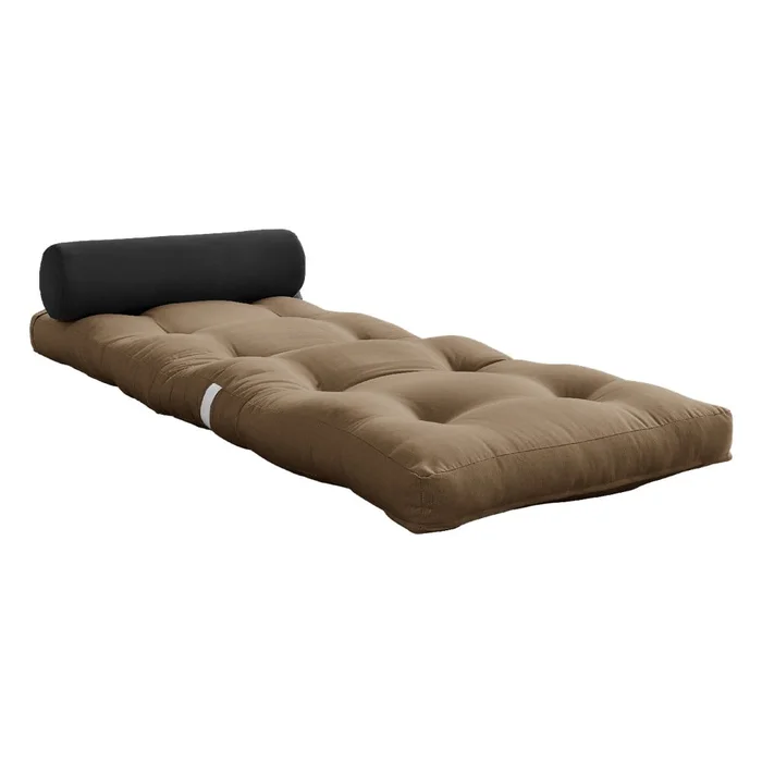 Šedohnědá skládací matrace 70x200 cm Wrap Mocca/Dark Grey