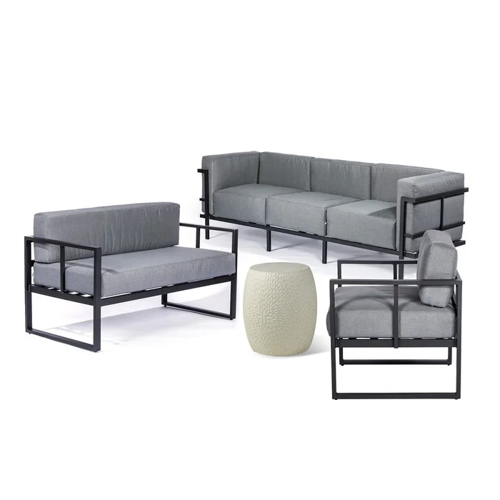Šedý hliníkový zahradní lounge set pro 6 osob