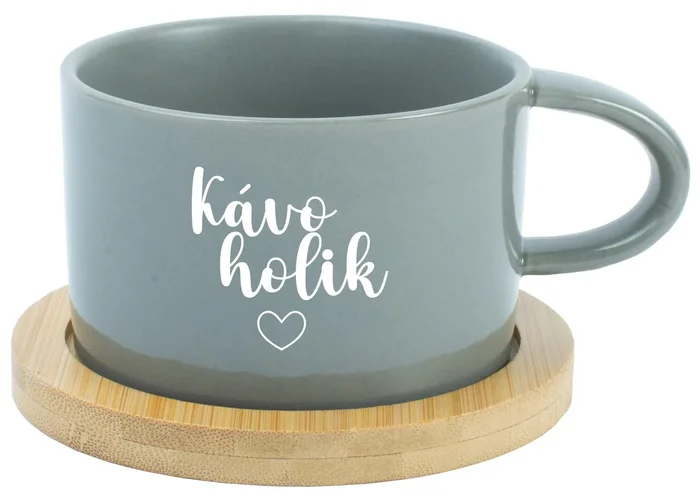 Šedý keramický hrnek KÁVOHOLIK 200 ml