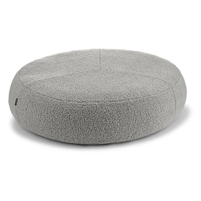 Šedý pelíšek pro psy z bouclé s průměrem 90 cm
