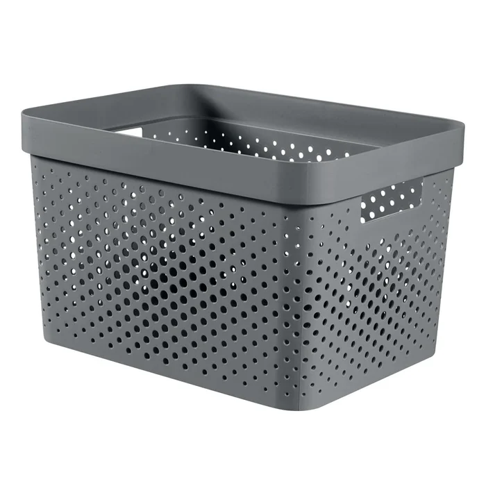 Šedý úložný košík Curver Infinity Dots 17 l
