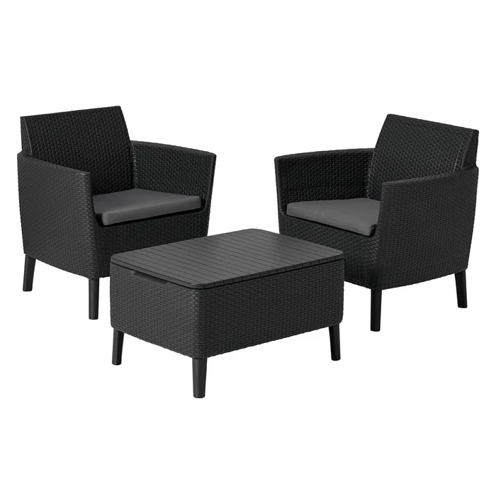 Šedý zahradní lounge set Salemo pro 2 osoby