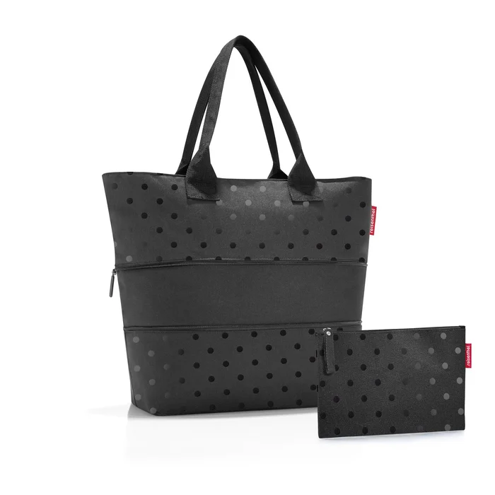 Shopper e1 – sada kabelky a taštičky, Glossy Dots, černá
