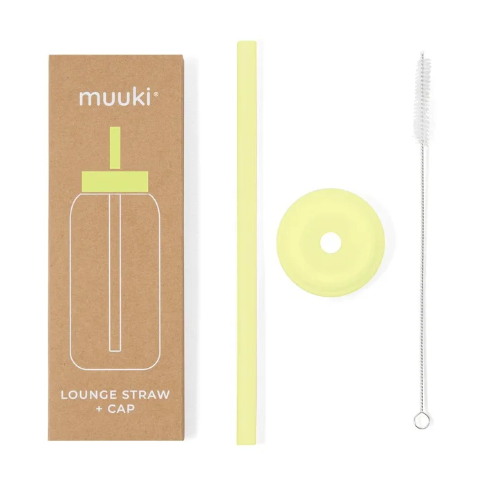 Silikonové brčko s čistícím kartáčkem a víčkem Sunny Lemonade