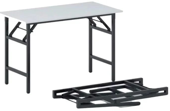 Skládací konferenční stůl QUICK SET, 120x60 cm, černé nohy, bílý povrch