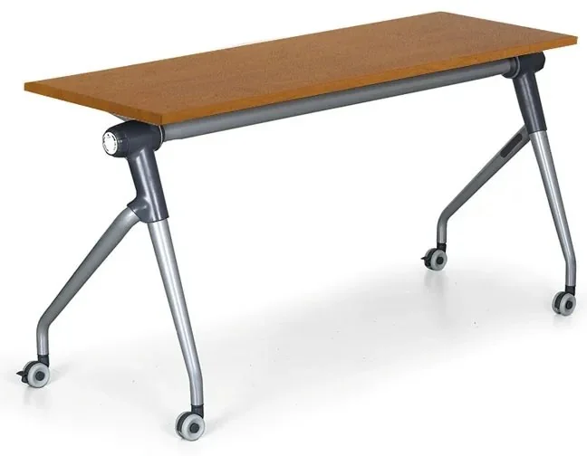 Skládací konferenční stůl s výklopnou deskou TRAINING PLUS, 145x45 cm, odstín třešeň