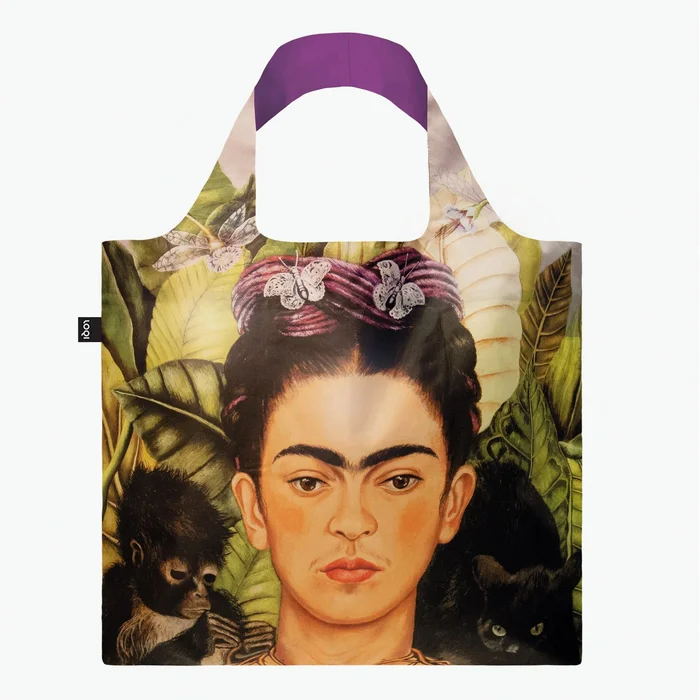Skládací taška LOQI Frida Kahlo – Autoportrét se kolibříkem