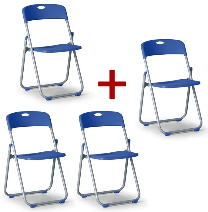 Skládací židle CLACK 3+1 s modrým designem
