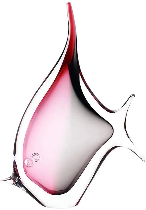 Skleněná dekorace ryba TF růžová a kouřová, 32 cm