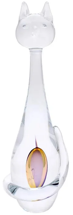 Skleněná kočka s ametystem a topazem 21 cm