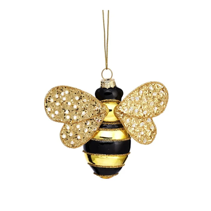 Skleněná vánoční ozdoba Bee, ručně foukaná, 7 cm