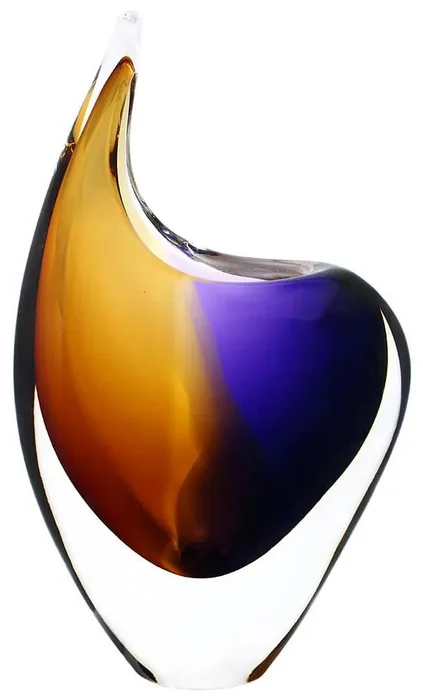Skleněná váza Hutní 06 ametyst a zlatý topaz, 16 cm