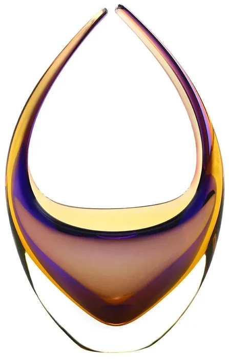 Skleněný košík s ametystem a zlatým topazem 15 cm