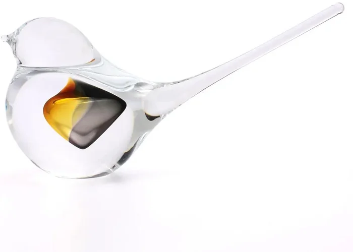 Skleněný ptáček Gold Topaz Černý 15 cm