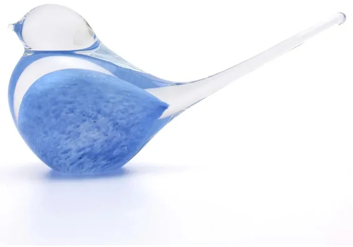 Skleněný ptáček Modrý světlý 15 cm