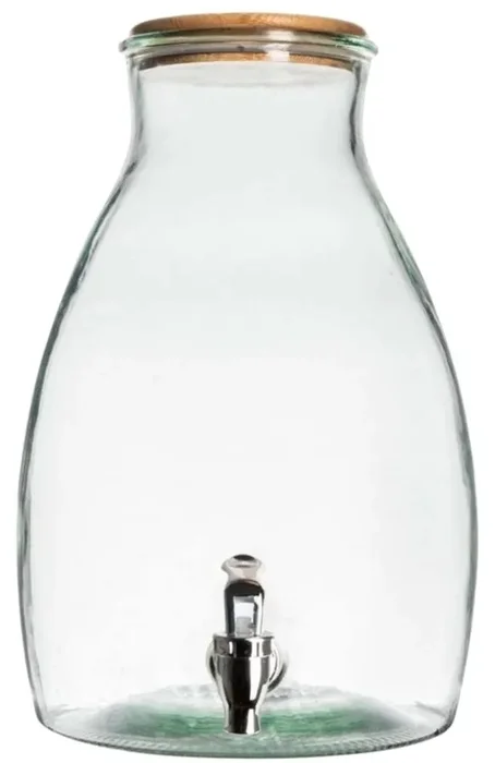 Skleněný zásobník na nápoje GUSTA 5,5 l s dřevěným víčkem
