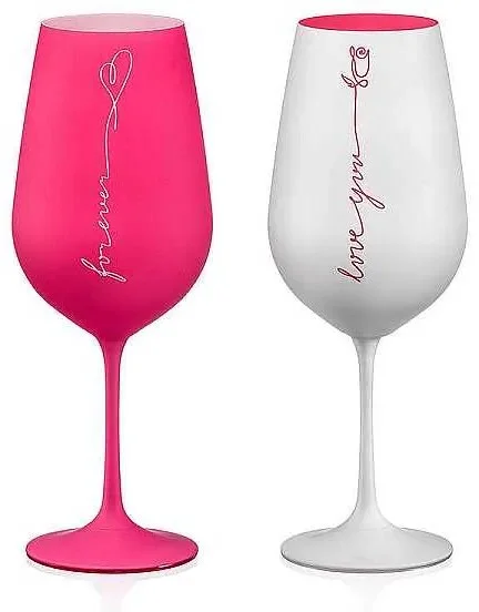 Sklenice Love Red and White 550 ml, sada 2 kusů