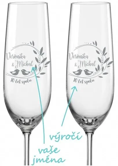Sklenice na sekt k výročí ve dvojím balení