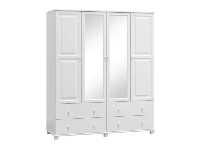 Skříň 4D BHAGIRA 160 cm, borovice, bílé moření