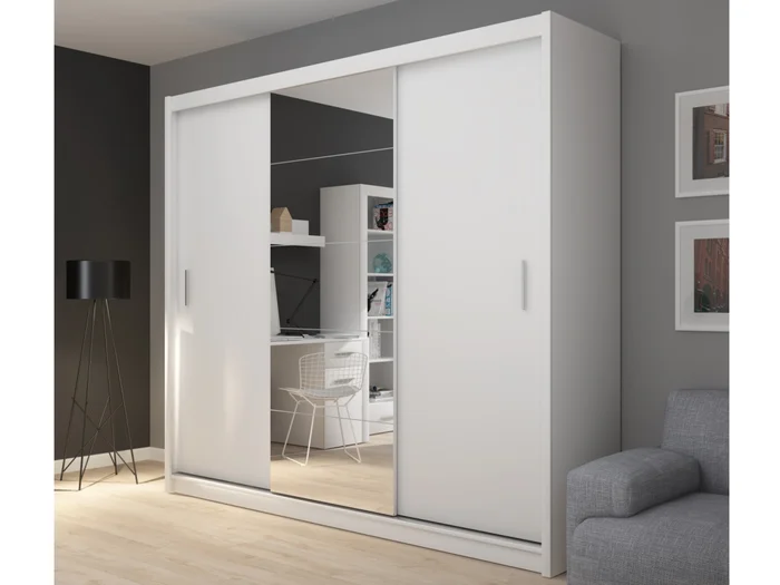 Skříň Flint se zrcadlem 235 cm, bílá