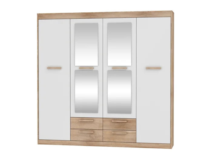 Skříň GATTON 4D4S – dub sonoma a bílý lesk, 5 let záruka