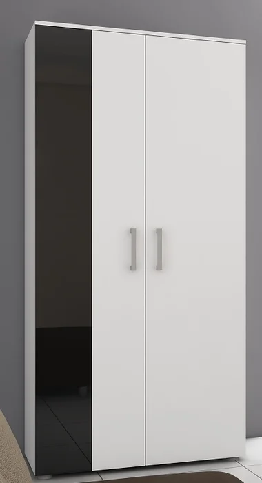 Skříň Mangona bílý/černý lesk 90×190×52 cm