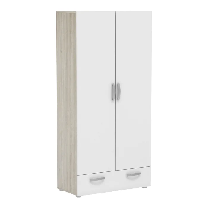 Skříň PERK 82×38×166 cm dub Shannon/bílá