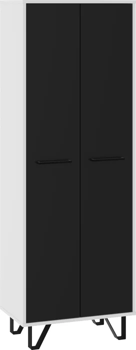 Skříň PRUDHOE 2D bílá/černý lesk
