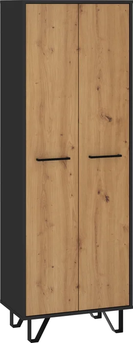 Skříň PRUDHOE 2D černá/dub artisan